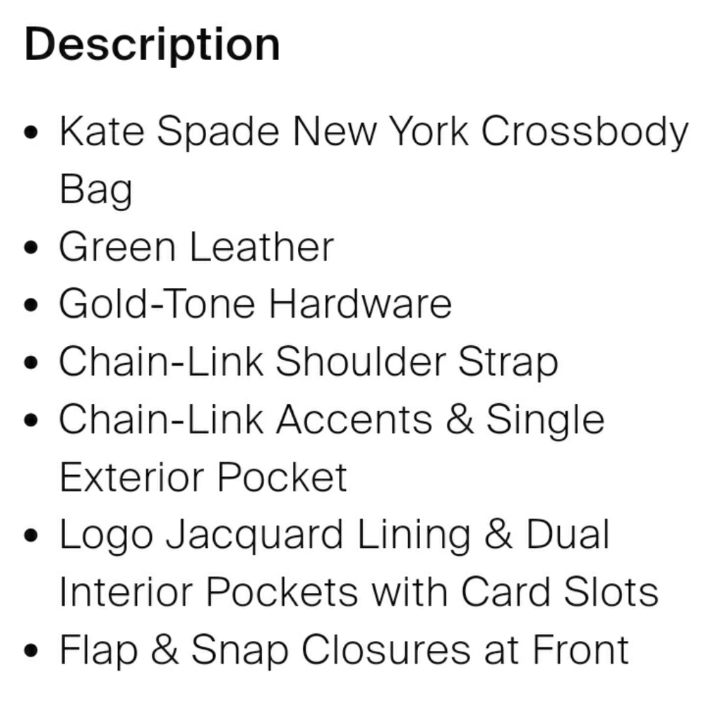 KATE SPADE ♠️ NEW YORK LINK LEATHER CROSSBODY BAG 💚 ( GREEN ) ..... - Picture 13 of 16